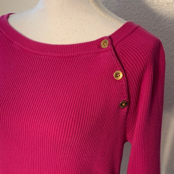 Women's 1X Lauren Ralph Lauren Pink Sweater with Button Detail - Picture 2 of 9